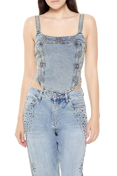 Studded Denim Crop Top
