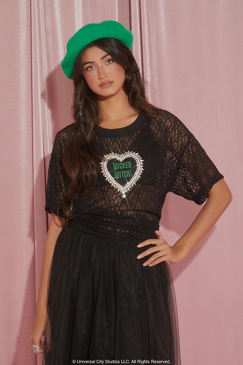 Wicked Witch Faux Gem Lace Tee