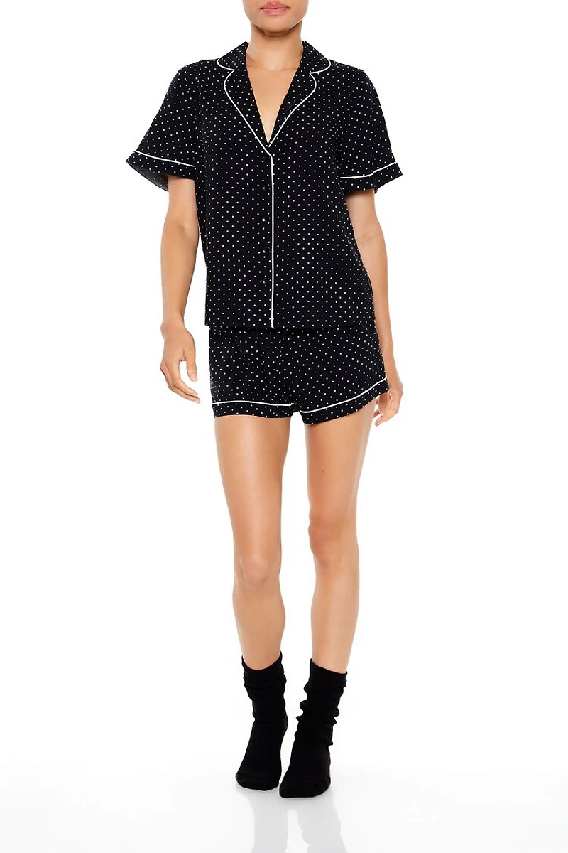 Pin Dot Shirt & Shorts Pajama Set