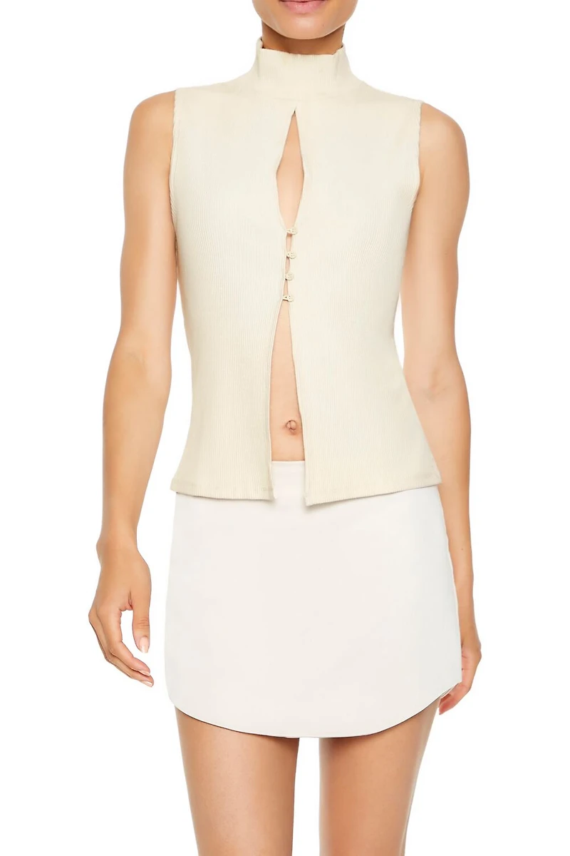 Mock Neck Split-Hem Top