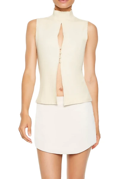 Mock Neck Split-Hem Top