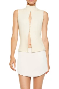 Mock Neck Split-Hem Top