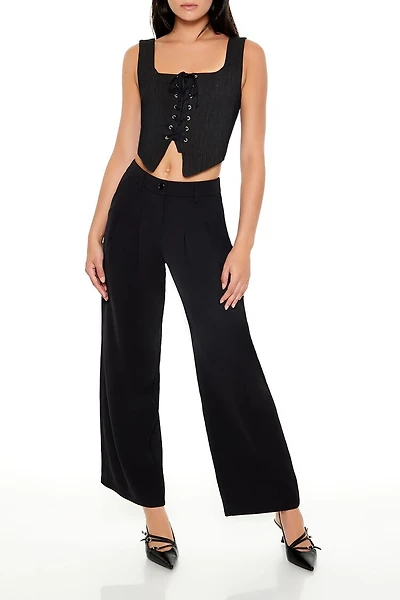 High-Rise Wide-Leg Trouser Pants