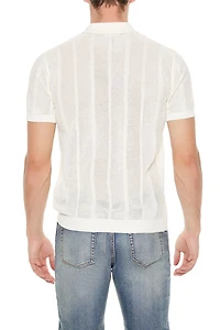Crochet Sweater-Knit Polo Shirt