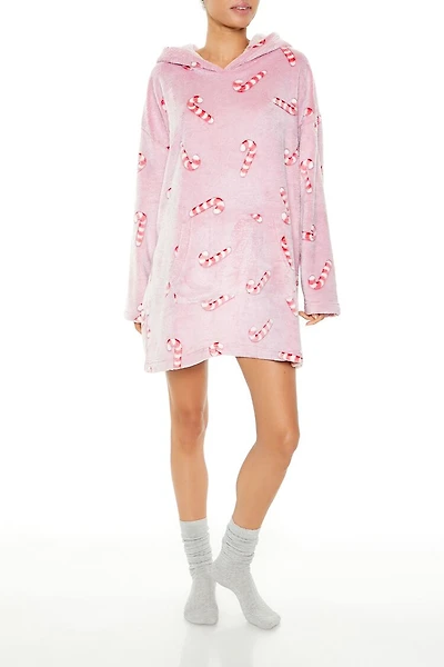 Candy Cane Pajama Hoodie Dress