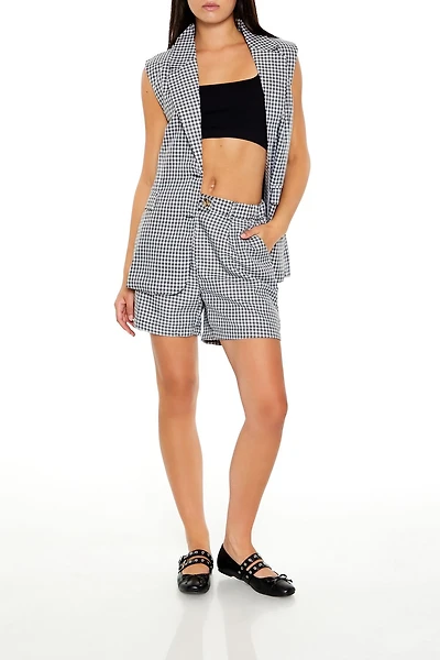 Tweed Plaid Vest & Shorts Set