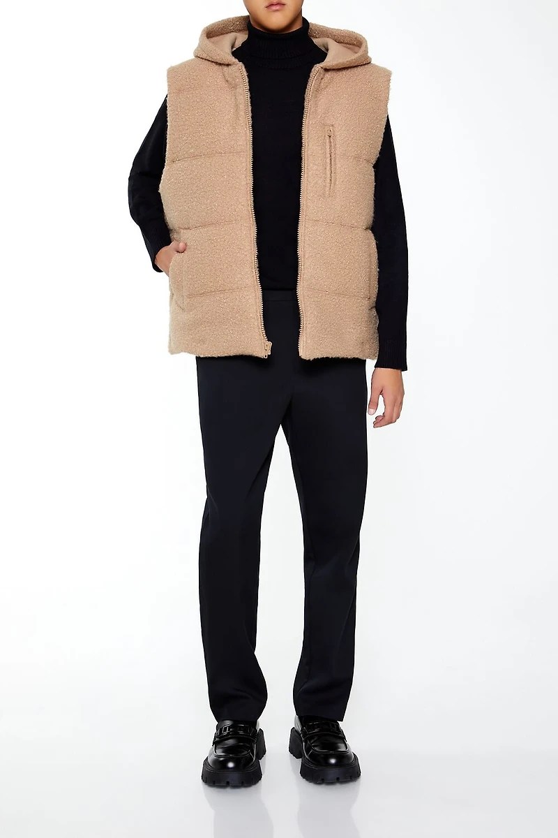 Hooded Faux Shearling Vest