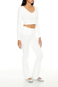 Sweater-Knit High-Rise Flare Pants