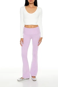 Sweater-Knit High-Rise Flare Pants