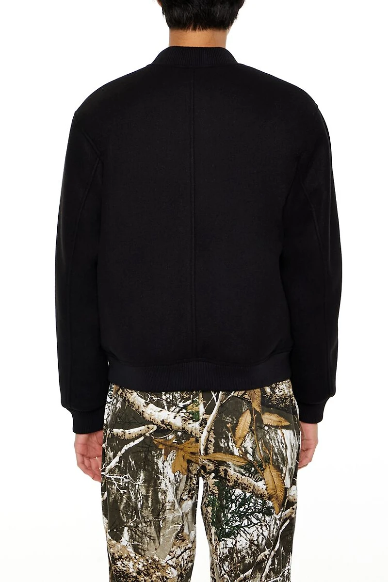 Faux Shearling-Lined Bomber Jacket