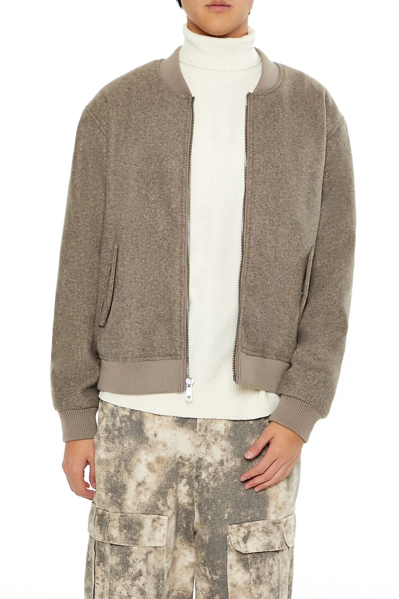 Faux Shearling-Lined Bomber Jacket