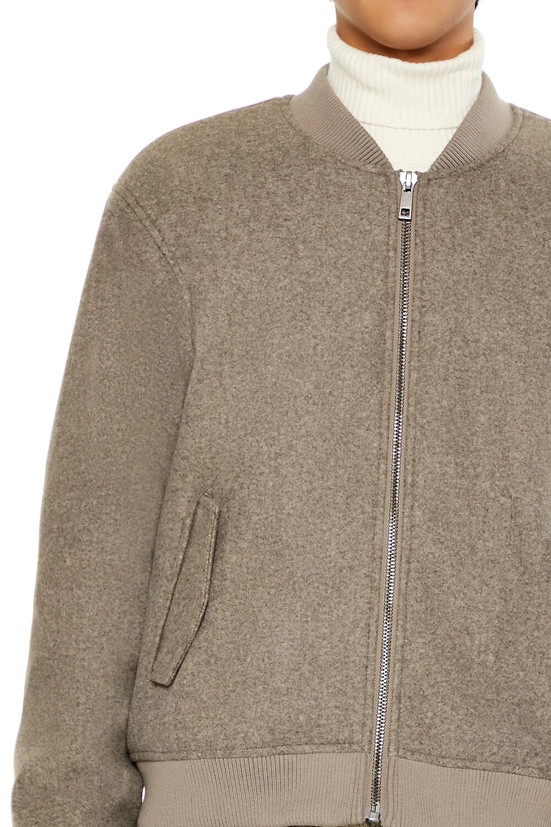 Faux Shearling-Lined Bomber Jacket