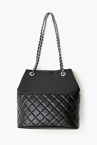 Quilted Faux Leather Tote Bag