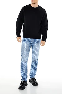 Frayed Slim-Fit Mid-Rise Jeans