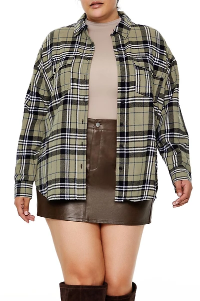 Plus Size Plaid Flannel Shirt