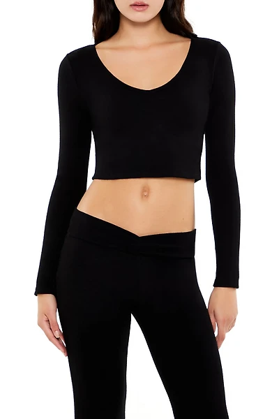 V-Neck Long-Sleeve Crop Top