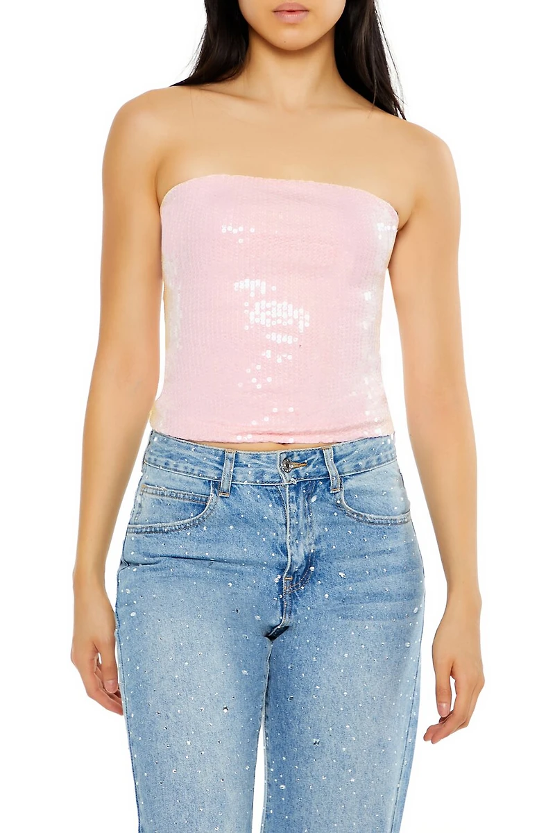 Sequin Tube Crop Top