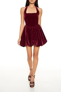 Halter Bubble-Hem Mini Dress