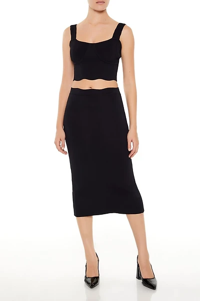 Sweater-Knit Midi Skirt