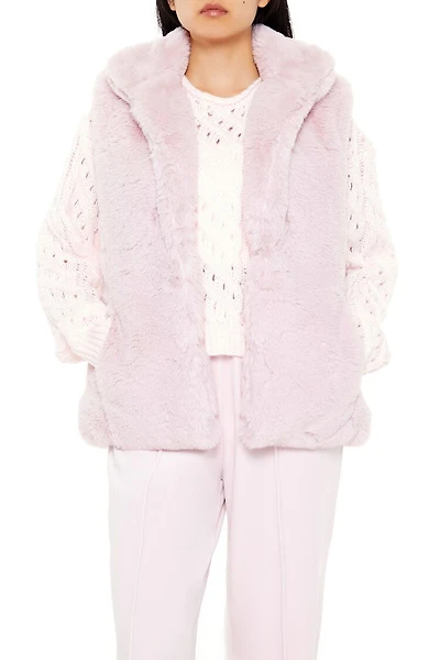 Notched Faux Fur Vest