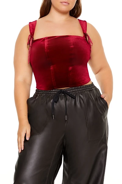 Plus Size Bow Velvet Crop Top