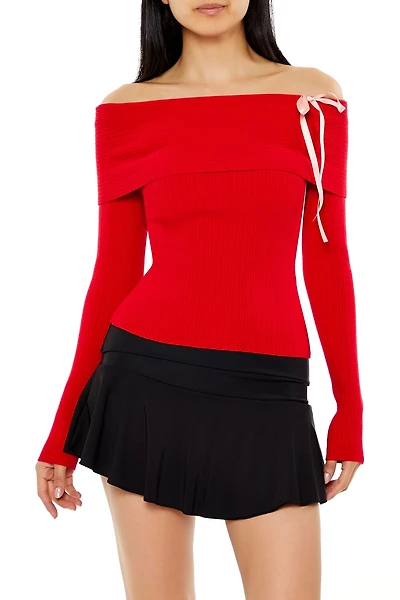 Bow Off-the-Shoulder Sweater