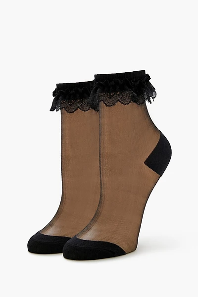 Lace-Trim Mesh Crew Socks