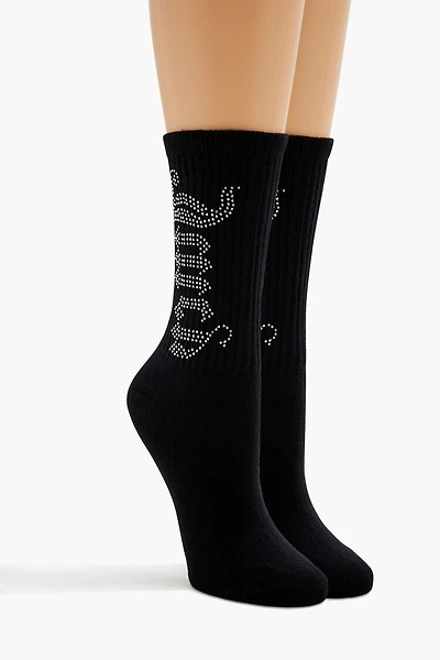 Juicy Couture Rhinestone Crew Socks
