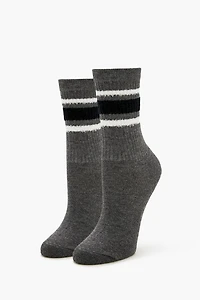 Striped-Trim Crew Socks