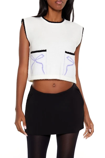 Cropped Bow Sweater Vest