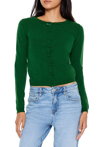 Bow Cropped Cardigan Sweater
