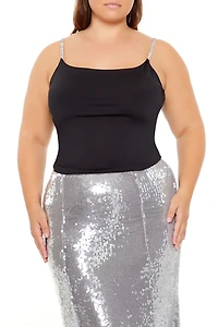 Plus Size Rhinestone-Strap Cami