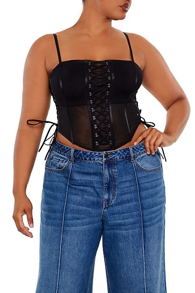 Plus Size Corset Mesh Cami