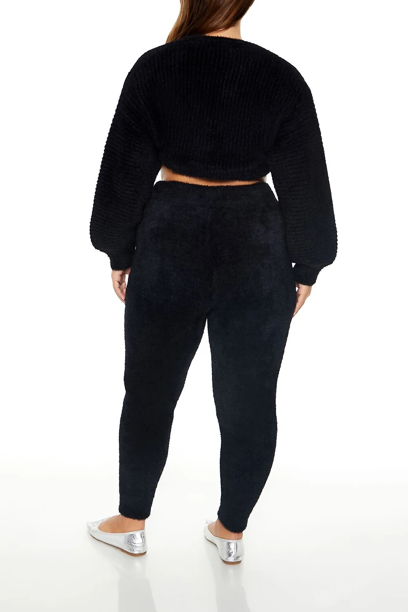 Plus Fuzzy Sweater-Knit Joggers