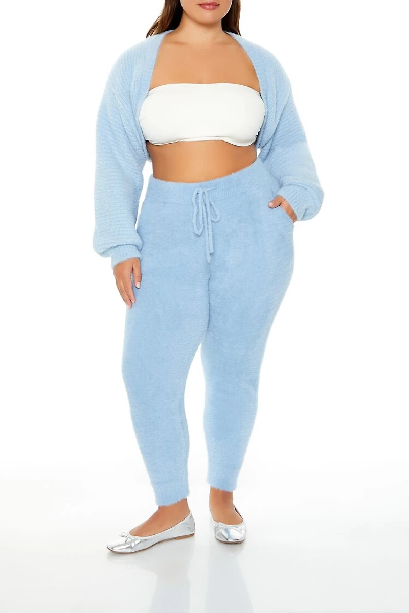 Plus Fuzzy Sweater-Knit Joggers