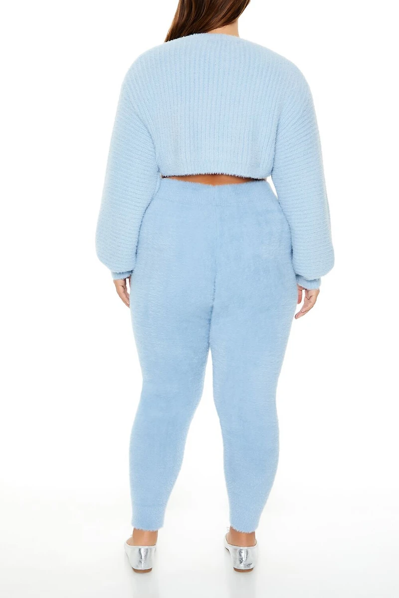 Plus Fuzzy Sweater-Knit Joggers
