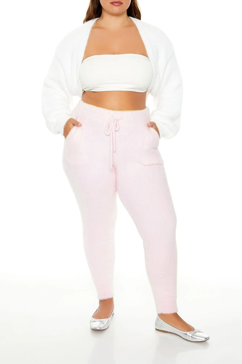Plus Fuzzy Sweater-Knit Joggers