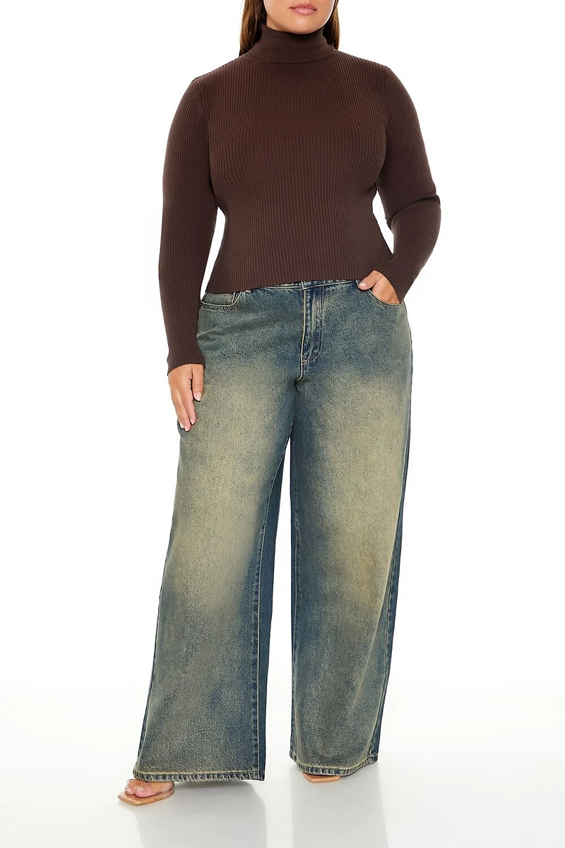 Plus Ribbed Turtleneck Sweater