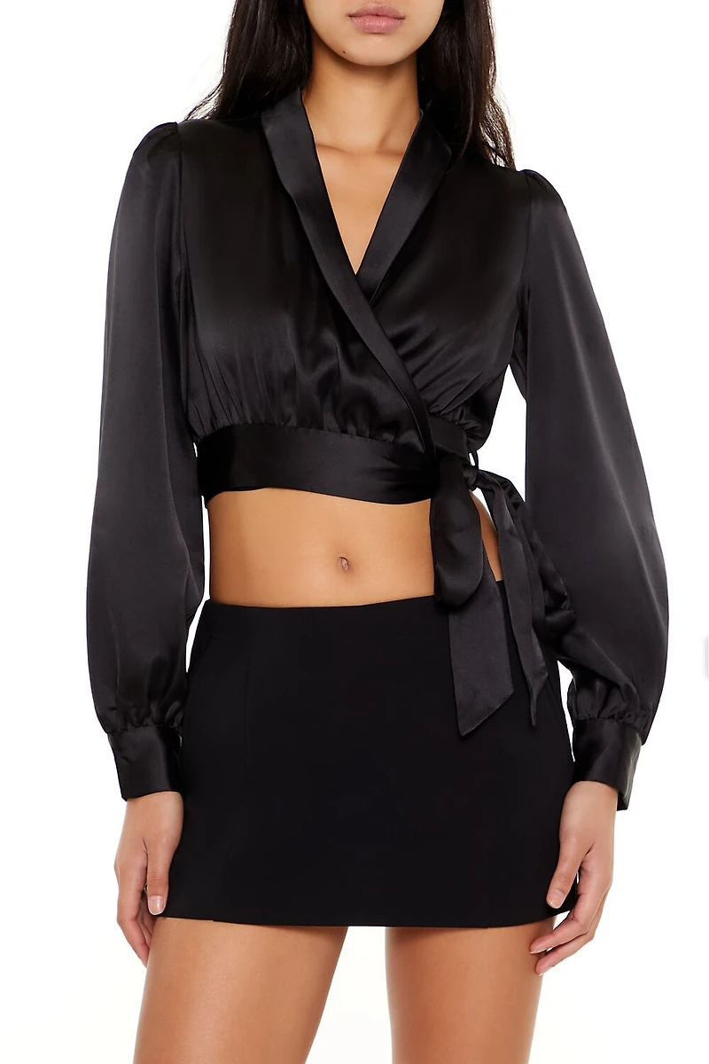 Satin Wrap Crop Top