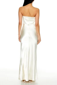 Strapless Satin Corset Maxi Dress