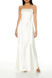 Strapless Satin Corset Maxi Dress