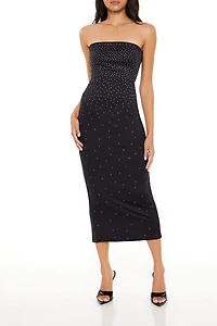 Contour Sculpt Rhinestone Midi Tube Dress