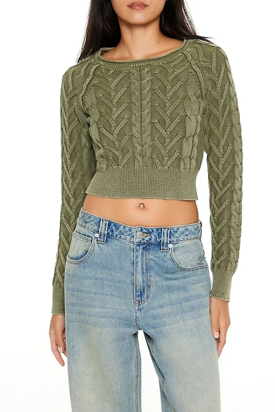 Cable Knit Cropped Sweater