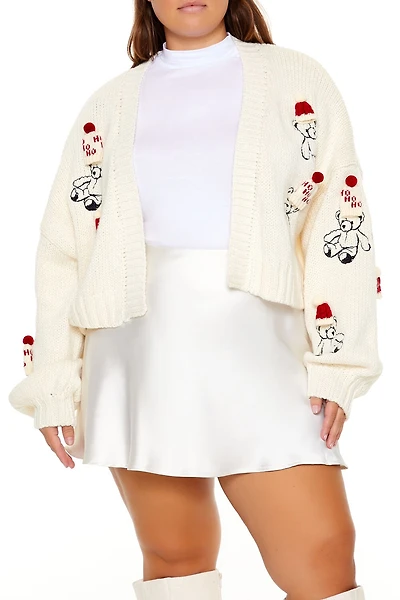 Plus Size Teddy Bear Cardigan Sweater