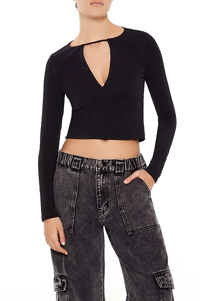 Jersey Knit Cutout Crop Top