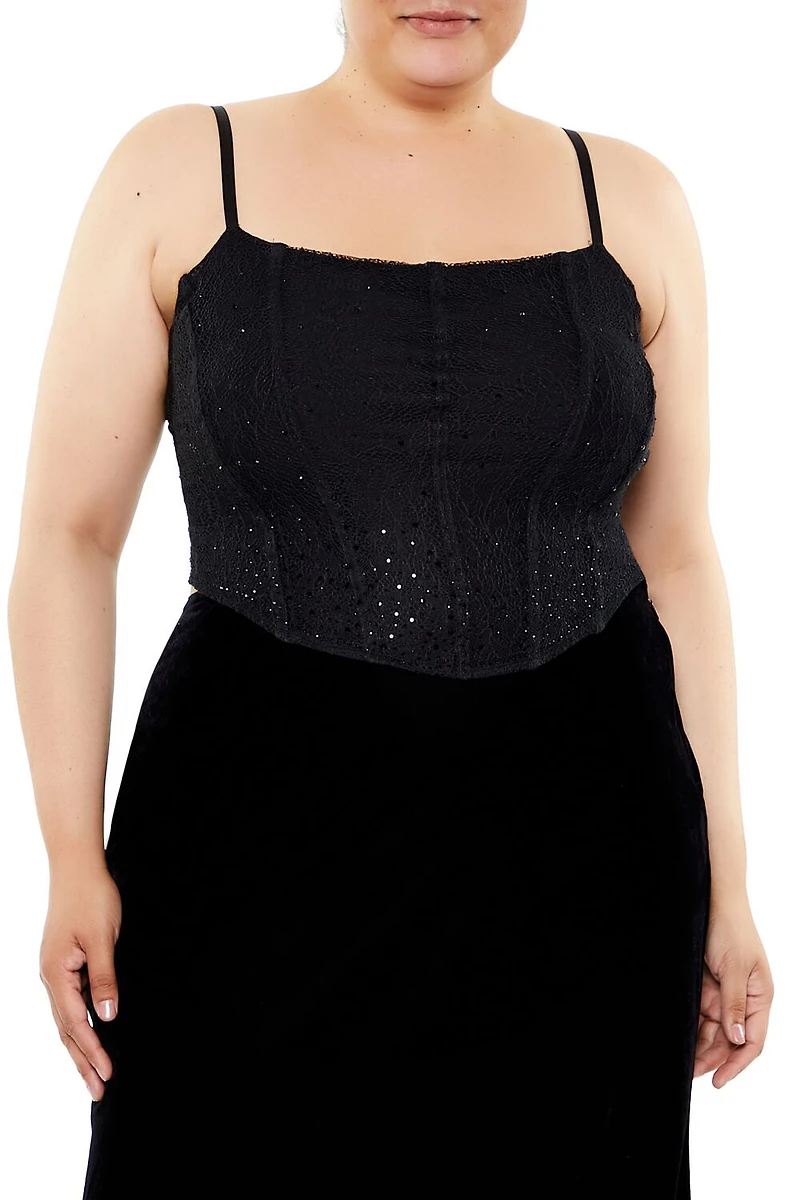 Plus Sequin Corset Cami