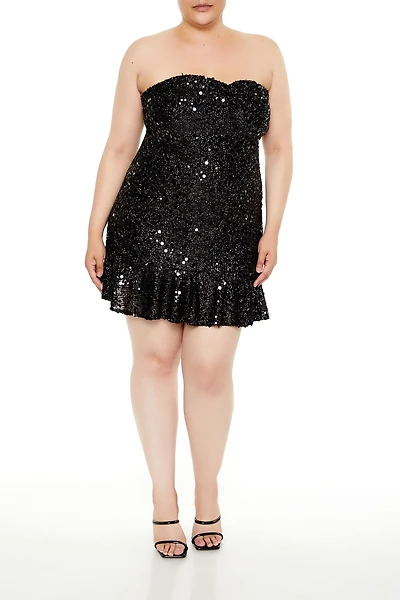 Plus Sequin Sweetheart Mini Dress