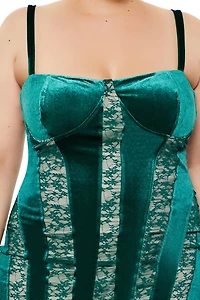 Plus Lace & Velvet Mini Dress