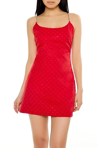 Rhinestone Metallic-Strap Cami Mini Dress