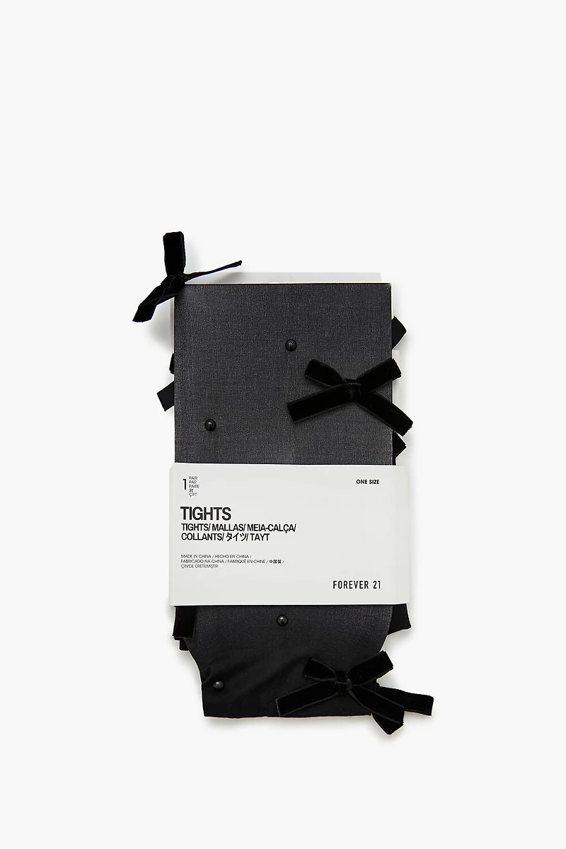 Bow & Faux Pearl Tights